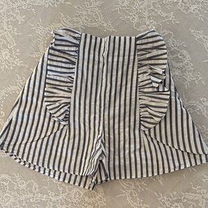Zara Striped Ruffle Shorts